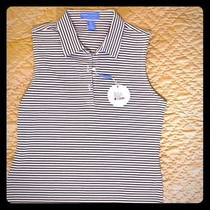 Black and white striped golf casual sleeveless top